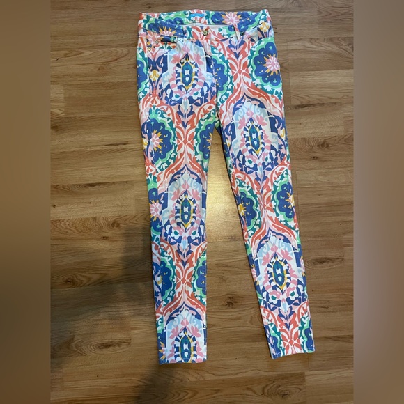 J. McLaughlin Red and Blue Trousers with floral Print Lexi - Picture 1 of 7